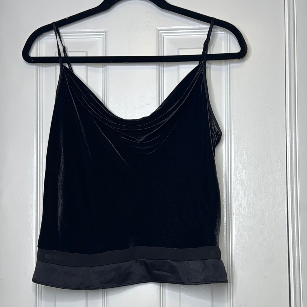 Y2K Vintage Black Sleeveless Velvet Crop Camisole
